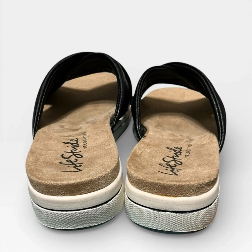 Life Stride Black Slide Sandals